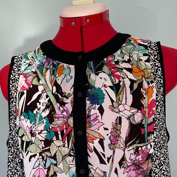 Nicole By Nicole Miller Hi-Lo Sleeveless Multicolored Blouse Sz M - Picture 2 of 7